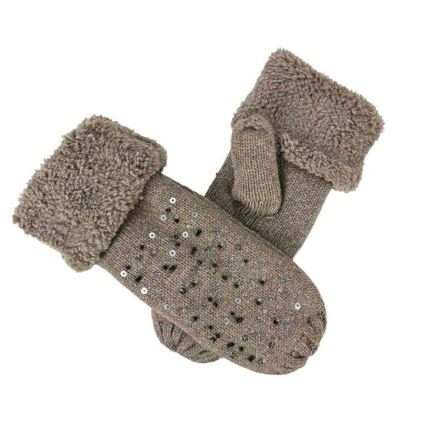 Preciosos Guantes de Lana para Mujer con Pelito y Tachuelas Decorativas