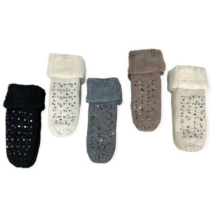 Preciosos Guantes de Lana para Mujer con Pelito y Tachuelas Decorativas