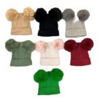Gorro de Lana y Cashmere para Mujer con 2 Pompones Decorativos Extraíbles