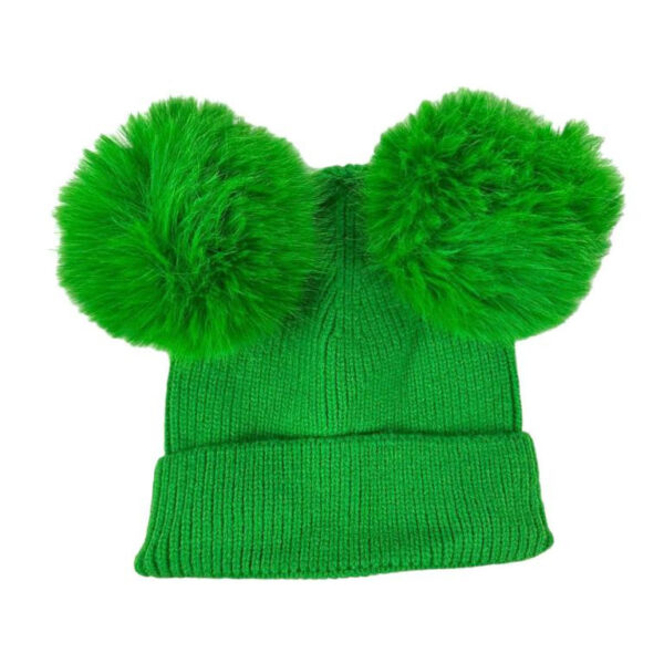 Gorro de Lana y Cashmere para Mujer con 2 Pompones Decorativos Extraíbles