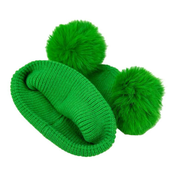 Gorro de Lana y Cashmere para Mujer con 2 Pompones Decorativos Extraíbles