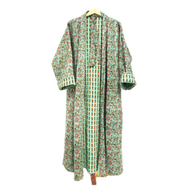 Kimono Artesanal, Étnico, Largo y Reversible de Algodón para Mujer