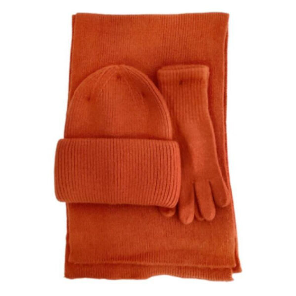 Juego de Bufada + Gorro + Guantes de Lana y Conejo de Mujer para Invierno