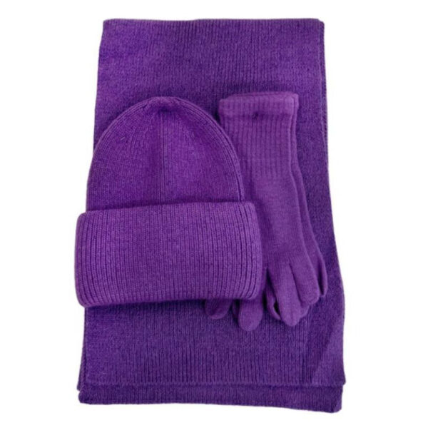 Juego de Bufada + Gorro + Guantes de Lana y Conejo de Mujer para Invierno