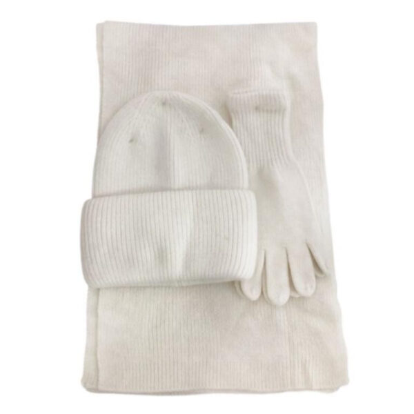 Juego de Bufada + Gorro + Guantes de Lana y Conejo de Mujer para Invierno