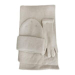 Juego de Bufada + Gorro + Guantes de Lana y Conejo de Mujer para Invierno