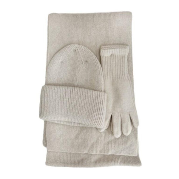 Juego de Bufada + Gorro + Guantes de Lana y Conejo de Mujer para Invierno