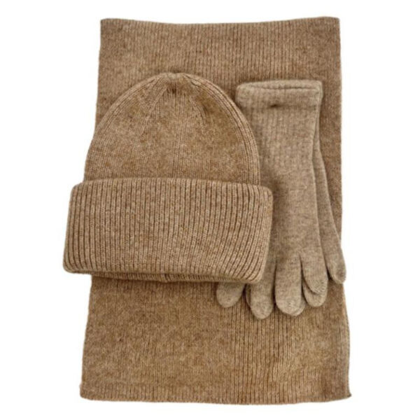 Juego de Bufada + Gorro + Guantes de Lana y Conejo de Mujer para Invierno