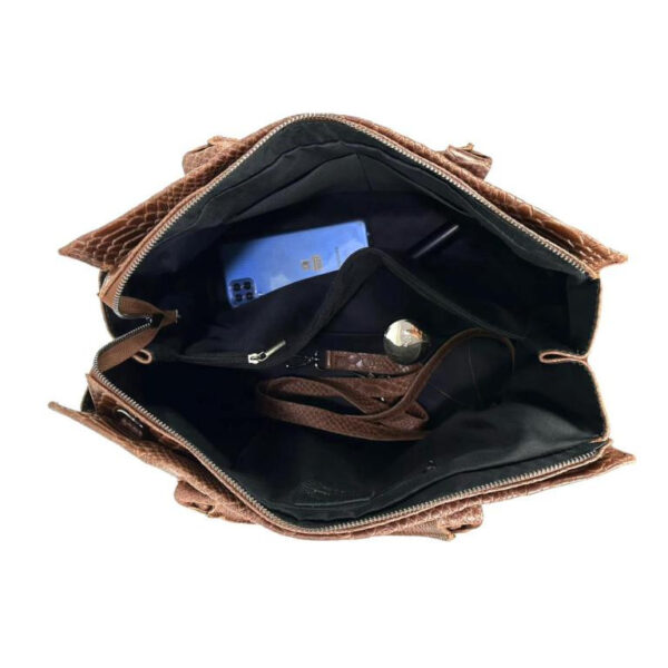 Bolso de Mano en Piel con Diseño de Serpiente y Gran Capacidad para Mujer