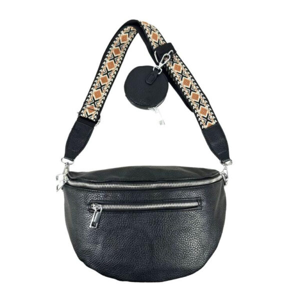 Amplia Riñonera Sintética de Mujer con Bolsillos Exteriores+Monedero Circular