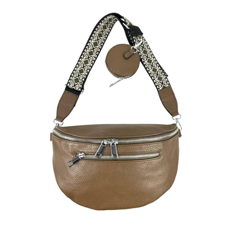 Amplia Riñonera Sintética de Mujer con Bolsillos Exteriores+Monedero Circular Amplia Riñonera Sintética de Mujer con Bolsillos Exteriores+Monedero Circular