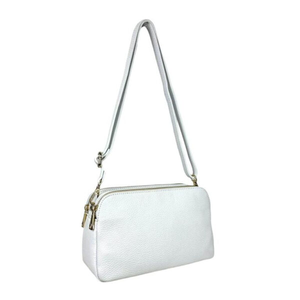 Bolso Bandolera de Mujer en Piel con 2 Cremalleras y Compartimento Central