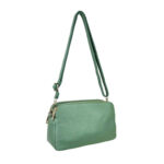 Bolso Bandolera de Mujer en Piel con 2 Cremalleras y Compartimento Central