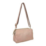 Bolso Bandolera de Mujer en Piel con 2 Cremalleras y Compartimento Central