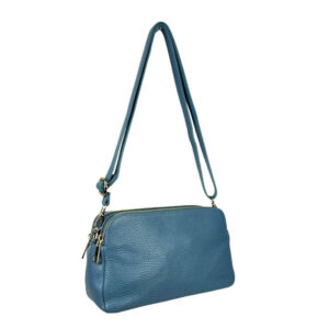 Bolso Bandolera de Mujer en Piel con 2 Cremalleras y Compartimento Central