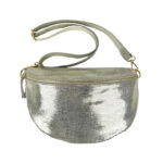 Riñonera de Piel Italiana para Mujer con Efecto Brillante y Gran Capacidad