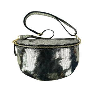 Riñonera de Piel Italiana para Mujer con Efecto Brillante y Gran Capacidad