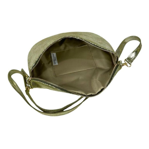 Riñonera de Piel Italiana para Mujer con Efecto Brillante y Gran Capacidad