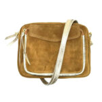 Bolso Bandolera Piel de Serraje Italiana con Bolsillo Frontal para Mujer