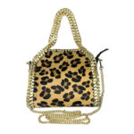 Bolso de Piel Italiana con Diseño Animal Print y Cadena Dorada para Mujer