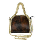 Bolso de Piel Italiana con Diseño Animal Print y Cadena Dorada para Mujer