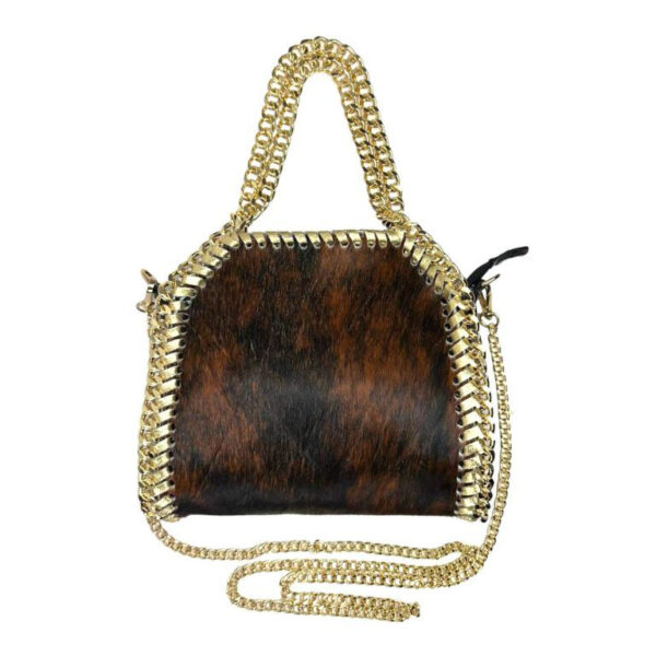 Bolso de Piel Italiana con Diseño Animal Print y Cadena Dorada para Mujer