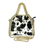 Bolso de Piel Italiana con Diseño Animal Print y Cadena Dorada para Mujer