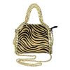 Bolso de Piel Italiana con Diseño Animal Print y Cadena Dorada para Mujer