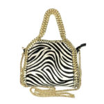 Bolso de Piel Italiana con Diseño Animal Print y Cadena Dorada para Mujer