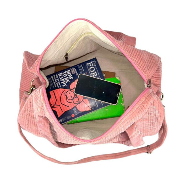 Amplio Macuto de Algodón para Mujer con Asas Largas y Bolsillo Interior