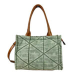 Bolso de Lona para Mujer con Asas Largas, Tira Bandolera y Bolsillo Trasero