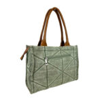 Bolso de Lona para Mujer con Asas Largas, Tira Bandolera y Bolsillo Trasero