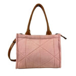 Bolso de Lona para Mujer con Asas Largas, Tira Bandolera y Bolsillo Trasero