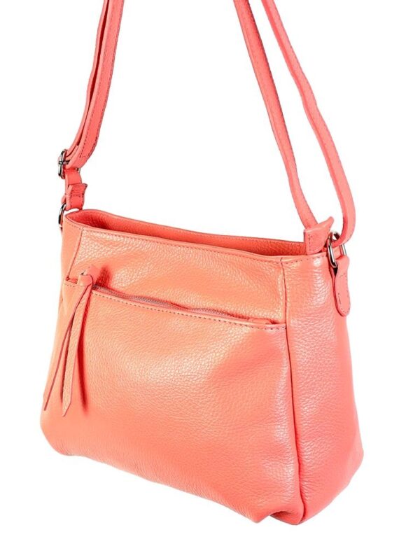 Bolso Bandolera de Piel Italiana para Mujer con Bolsillos Exteriores