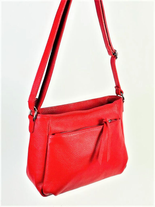 Bolso Bandolera de Piel Italiana para Mujer con Bolsillos Exteriores