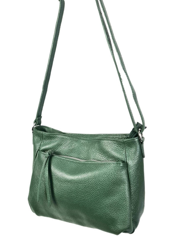 Bolso Bandolera de Piel Italiana para Mujer con Bolsillos Exteriores