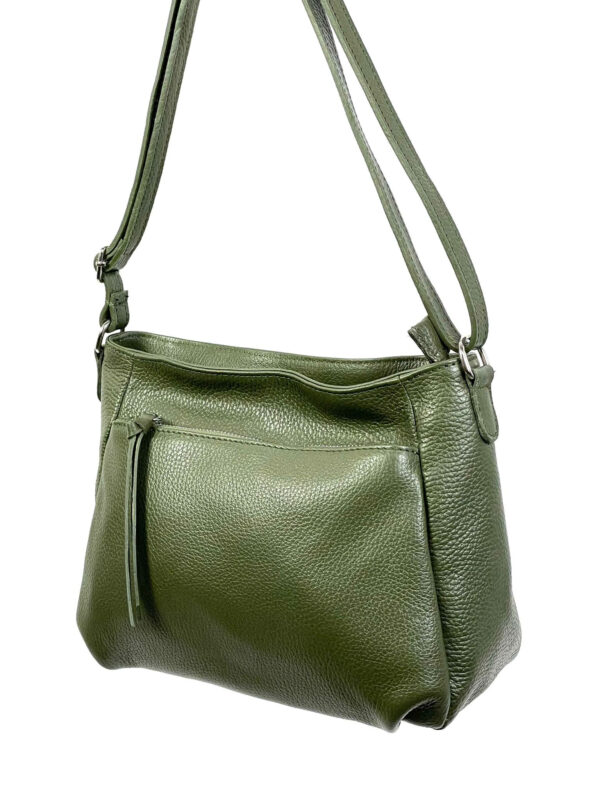 Bolso Bandolera de Piel Italiana para Mujer con Bolsillos Exteriores