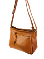 Bolso Bandolera de Piel Italiana para Mujer con Bolsillos Exteriores