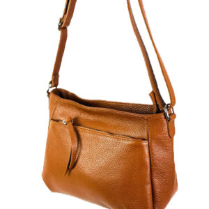 Bolso Bandolera de Piel Italiana para Mujer con Bolsillos Exteriores