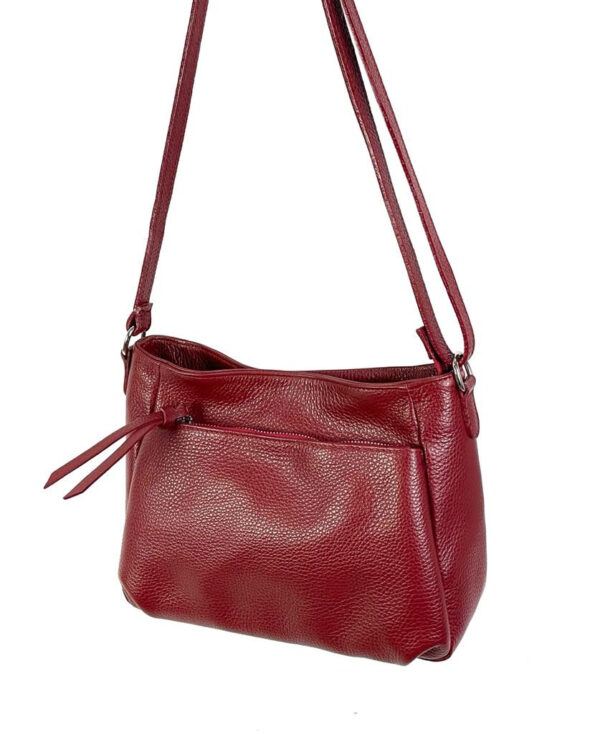 Bolso Bandolera de Piel Italiana para Mujer con Bolsillos Exteriores