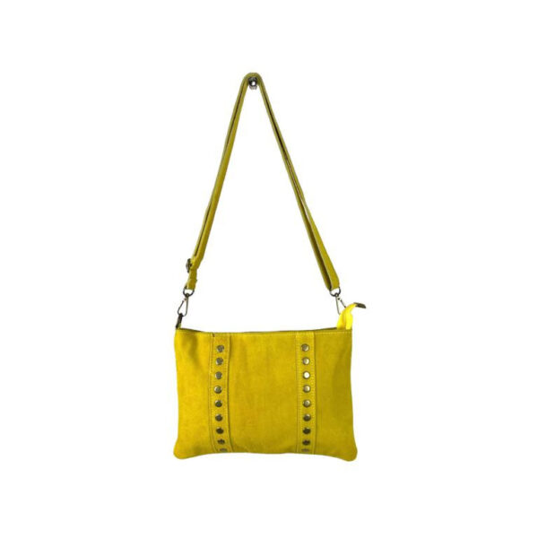 Bolso Bandolera Piel de Serraje para Mujer con Tachuelas Decorativas