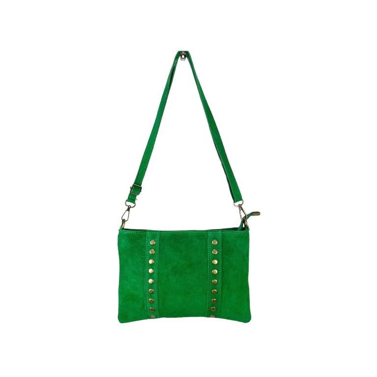 Bolso Bandolera Piel de Serraje para Mujer con Tachuelas Decorativas