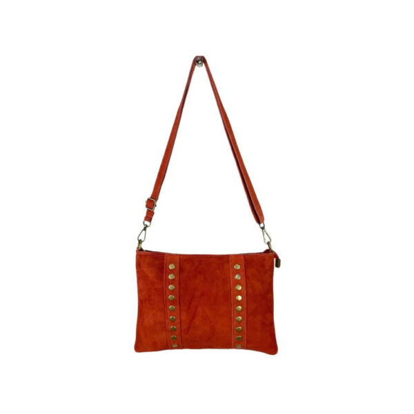 Bolso Bandolera Piel de Serraje para Mujer con Tachuelas Decorativas