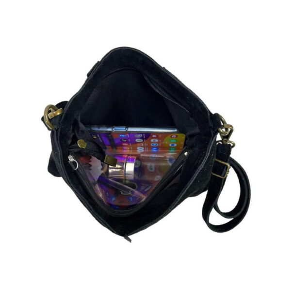 Bolso Bandolera Piel de Serraje para Mujer con Tachuelas Decorativas