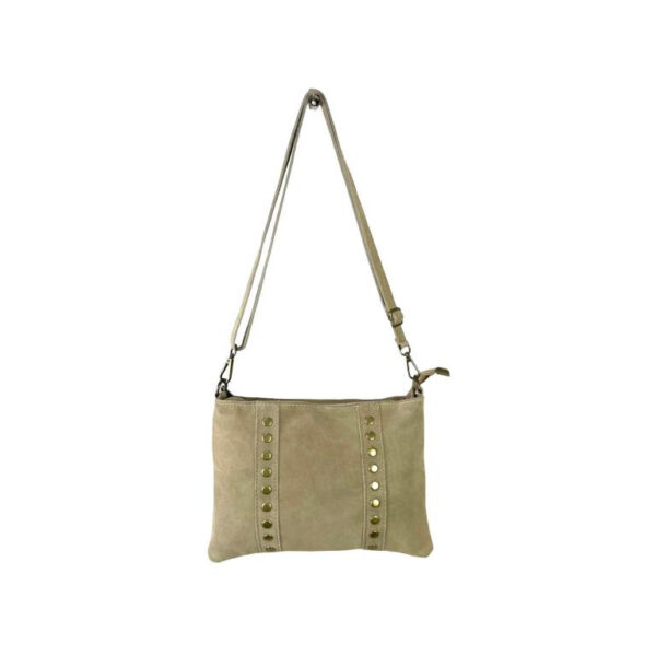 Bolso Bandolera Piel de Serraje para Mujer con Tachuelas Decorativas