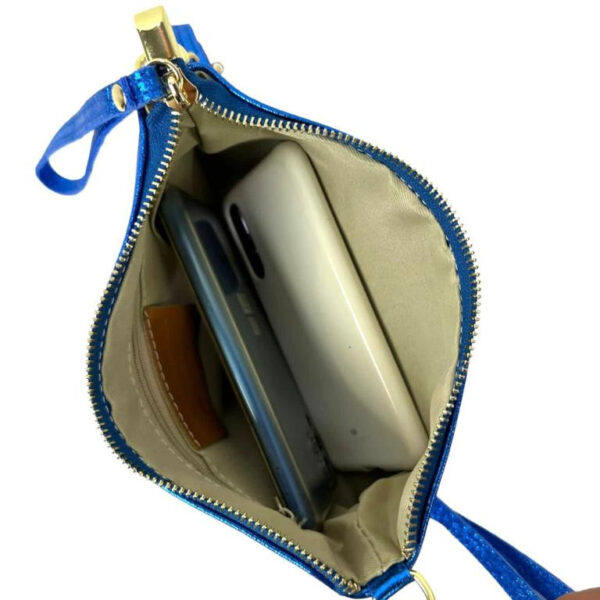 Bolsito Compacto de Piel para Mujer con Efecto Brillante y Bolsillo Interno