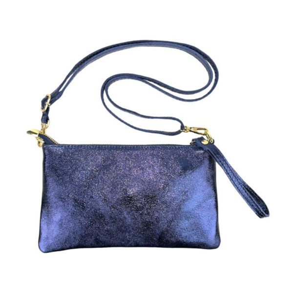 Bolsito Compacto de Piel para Mujer con Efecto Brillante y Bolsillo Interno