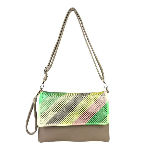 Bolso Bandolera Sintético y Multicolor de Mujer con Lentejuelas en la Solapa