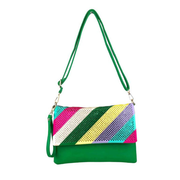 Bolso Bandolera Sintético y Multicolor de Mujer con Lentejuelas en la Solapa