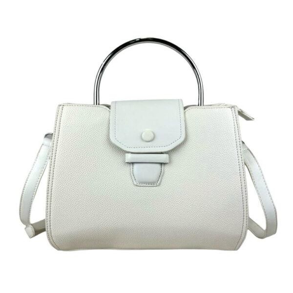 Amplio Bolso de Mano Sintético de Mujer con Asa Circular y 2 Compartimentos